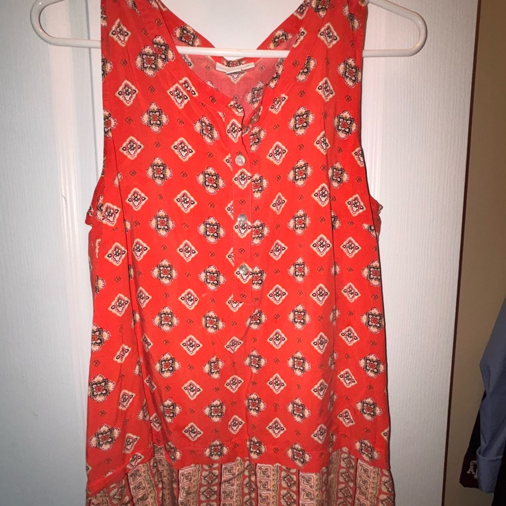 J. Jill Orange Sleeveless Patterned Blouse